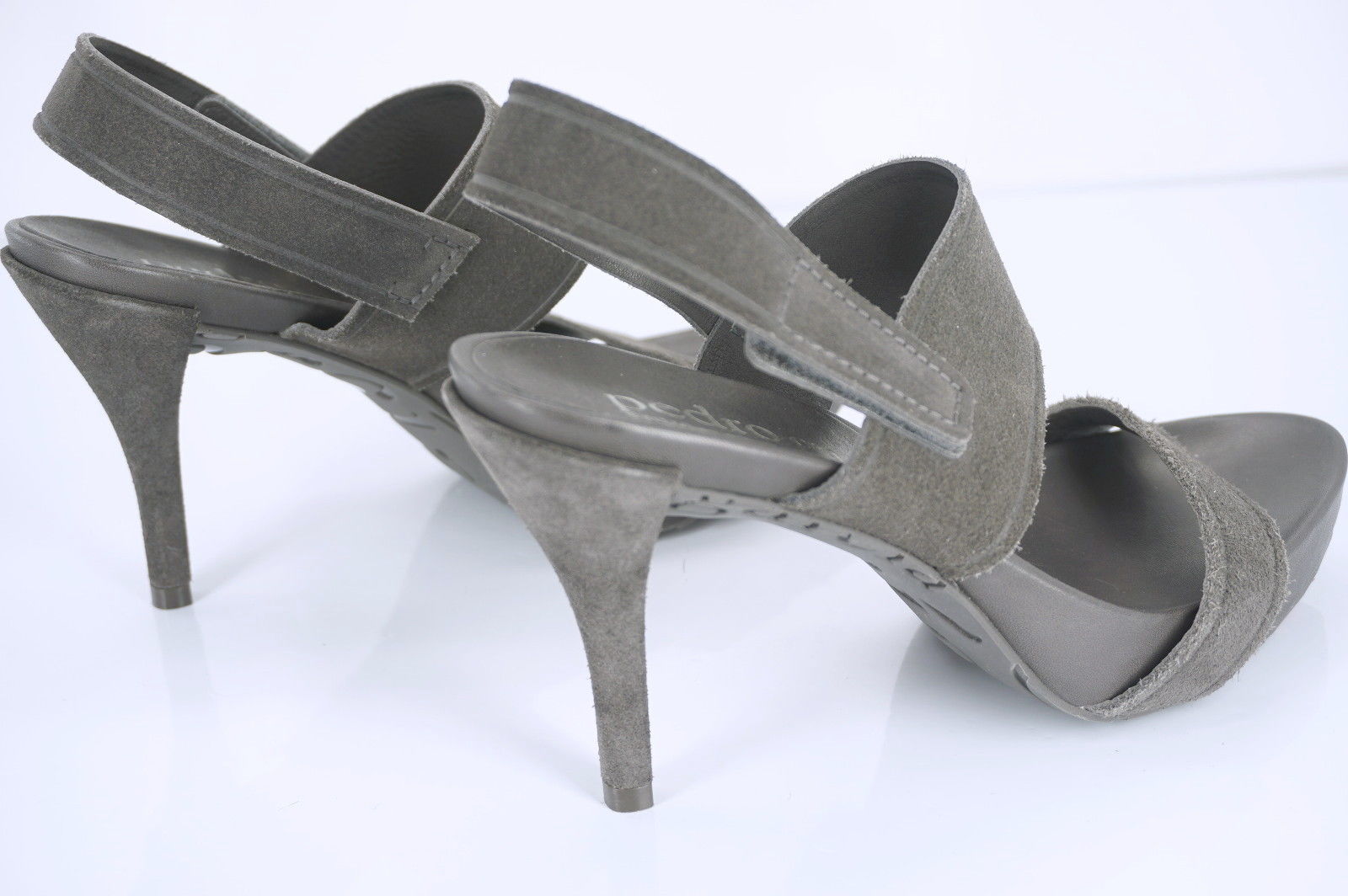 Pedro Garcia Leann Grey Suede Platform Strappy High Heel Sandals Size 39.5 New