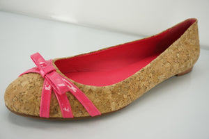 Kate Spade New York Pink Cork Tiny Bow Ballet Flats Size 9 New $198 Women's Sz