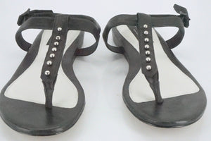 Rag & Bone Black Leather Eli Studded T Strap Sandals SZ 39 New $295 Ankle womens