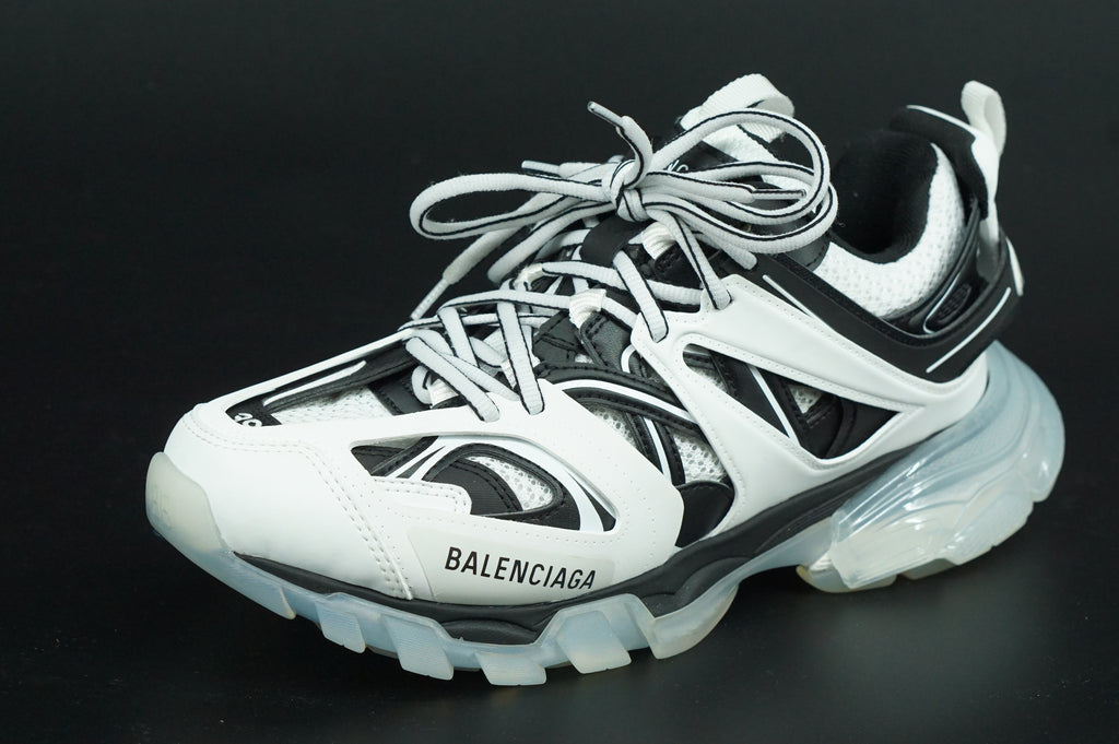 Balenciaga Track Lace-Up Sneaker SZ 39 Clear Sole Caged $1050 Black White