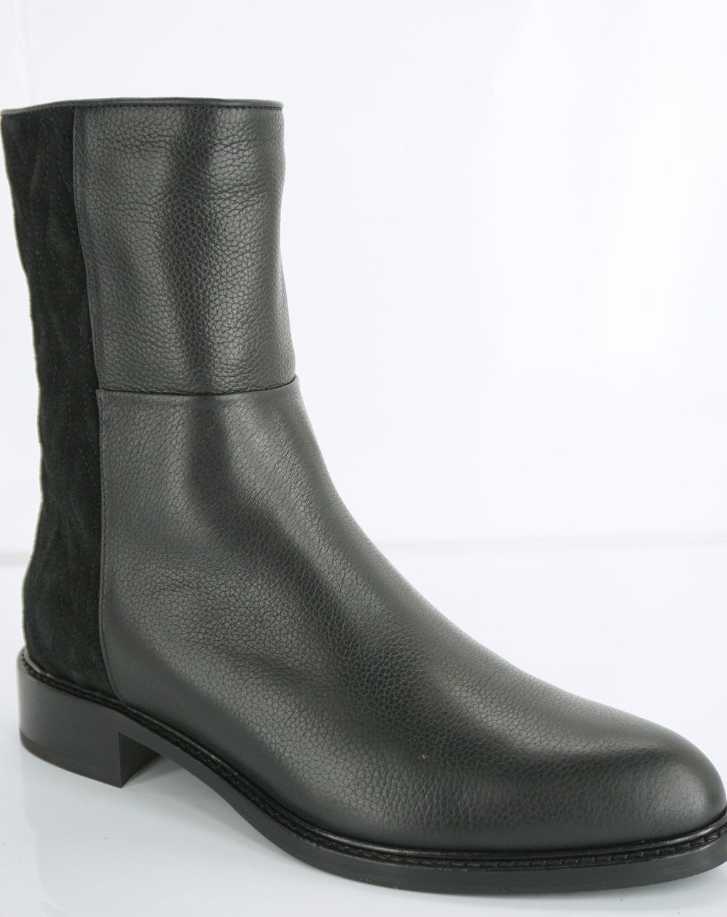 Aquatalia Black Suede Back Leather Gabrina Biker Ankle Boots Size 36.5 New $595