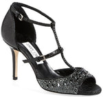 Jimmy Choo Piper Black Studded Crystal Strappy Heel Sandals Size 37.5 New $1575