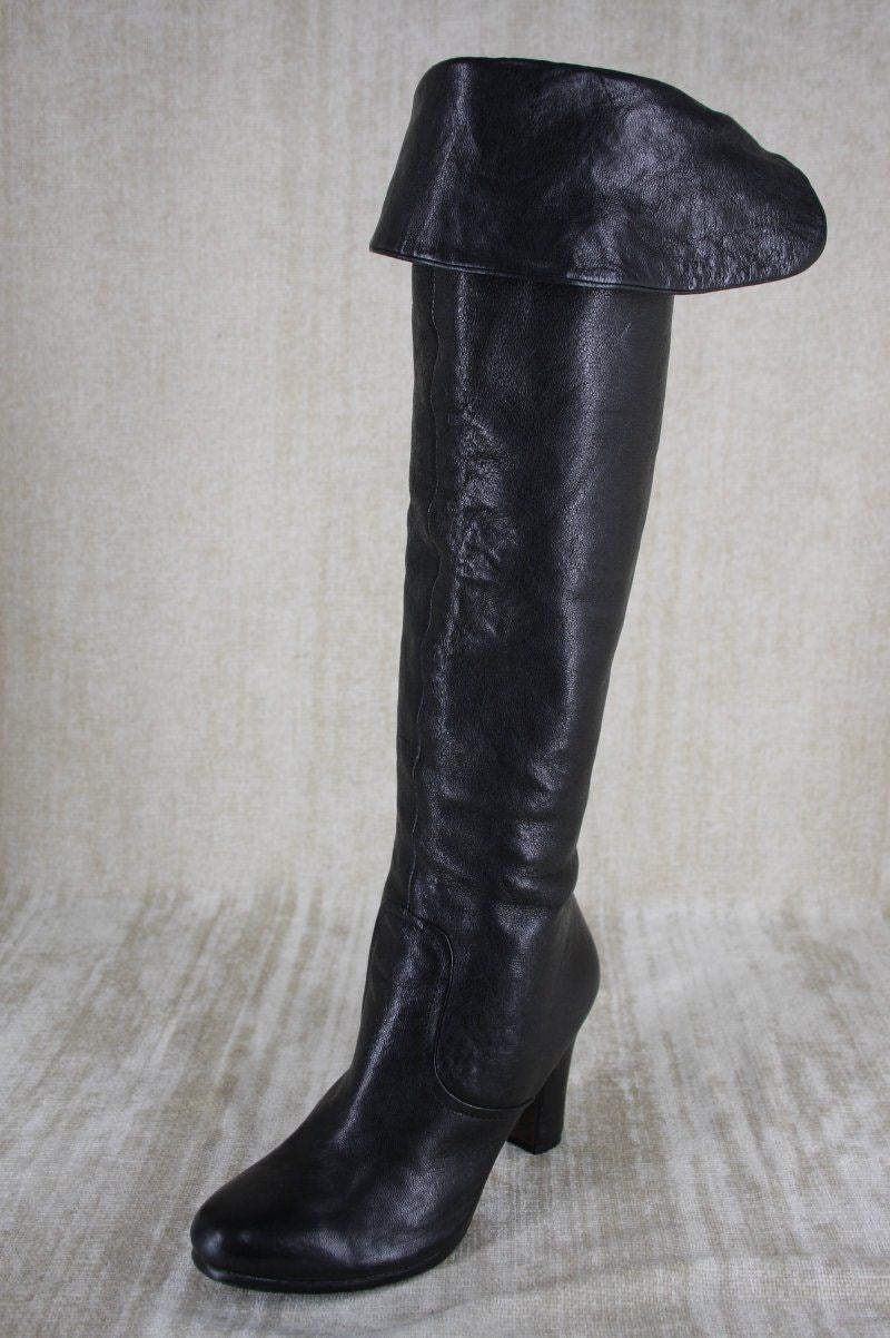 Sam Edelman Black Leather 'Sable' Over the Knee High Heel Boots size 5 New $249