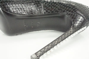 Saint Laurent Black Snake Paris Crystal Heel Pointy Toe Pumps SZ 38.5 NIB $895