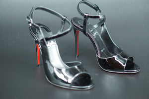 Christian Louboutin So Jenlove 100 Black Patent Sandals Size 35 Ankle Strap $945