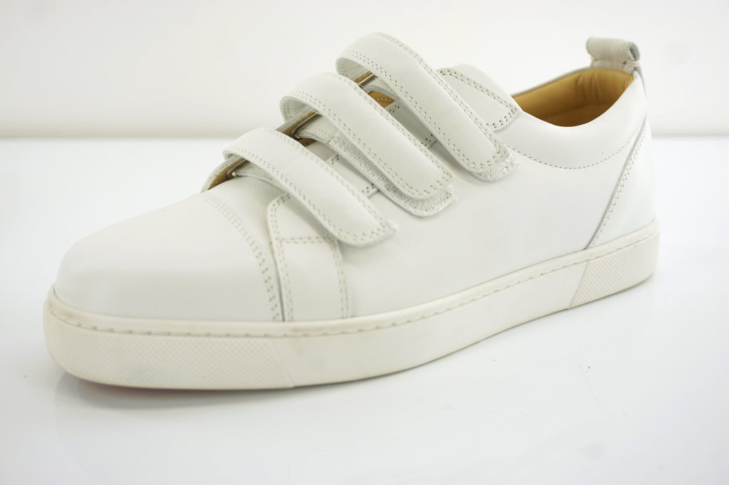 Christian Louboutin Kiddo Donna Three Strap Leather Sneakers SZ 37 White $745