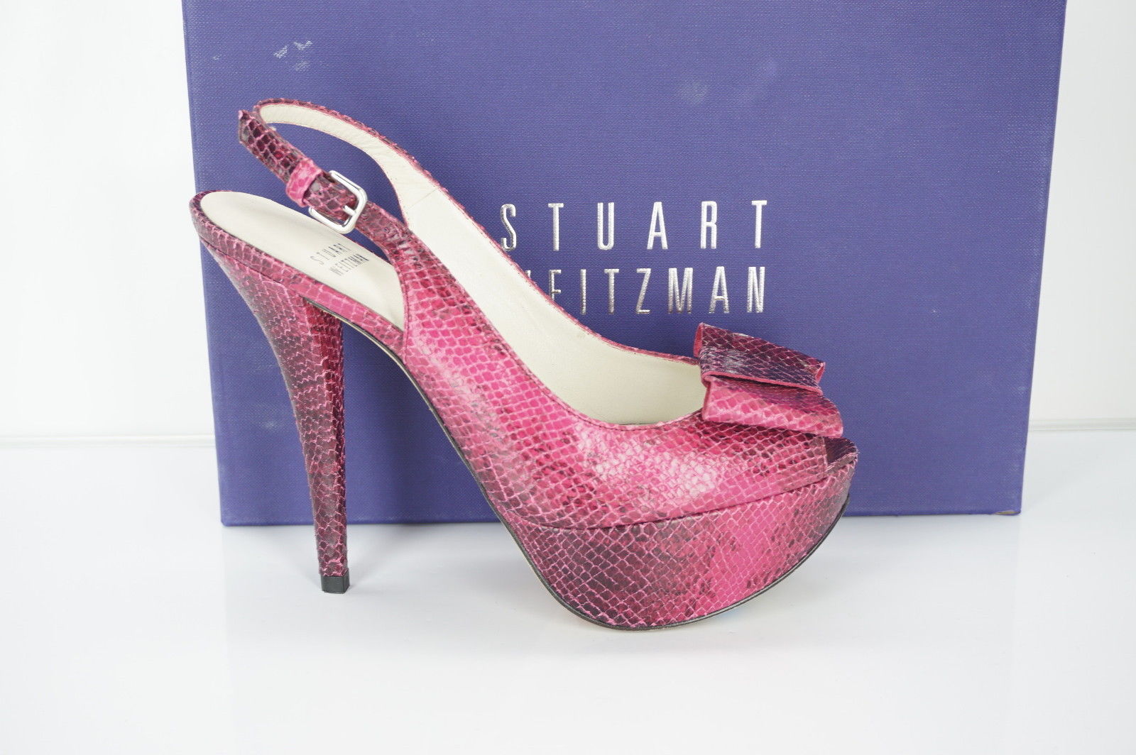 Stuart Weitzman Vevey Pink Leather Slingback Platform Heels Pumps Size 6.5 NIB