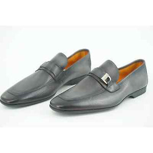 Magnanni Niko Grey Tumbled Leather Strap Loafers SZ 11.5 slip on buckle