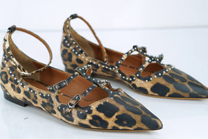 Givenchy Leopard Leather Piper Elegant Studded Flats Size 40 10 Ballet NIB $825