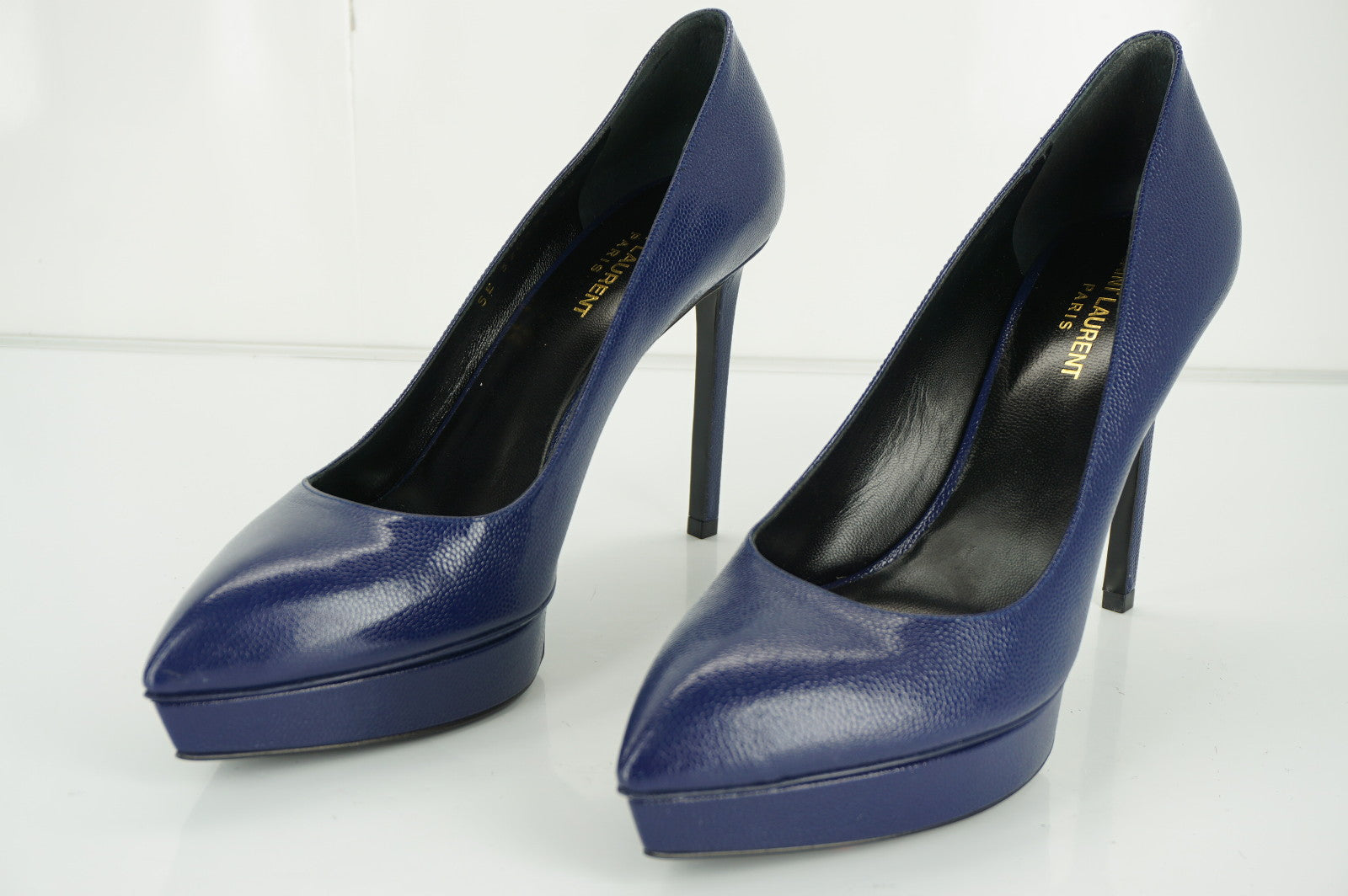 Saint Laurent Janis Blue Pointed Toe Platform Pumps Size 40 10 $775 YSL NIB Yves