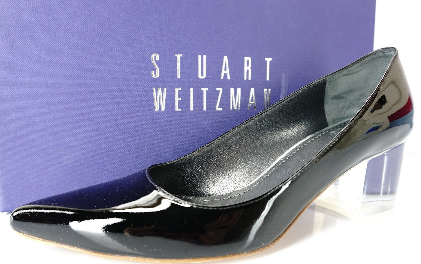 Stuart Weitzman Black Patent Leather First Class Pointy Pumps Size 5.5 Heel NIB