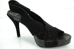 Pedro Garcia Black Suede 'Libby' Slingback Platform Sandals Size 38.5 New $480