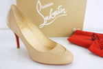 Christian Louboutin Womens Marpelissimo Pump Nude Leather Size 38.5