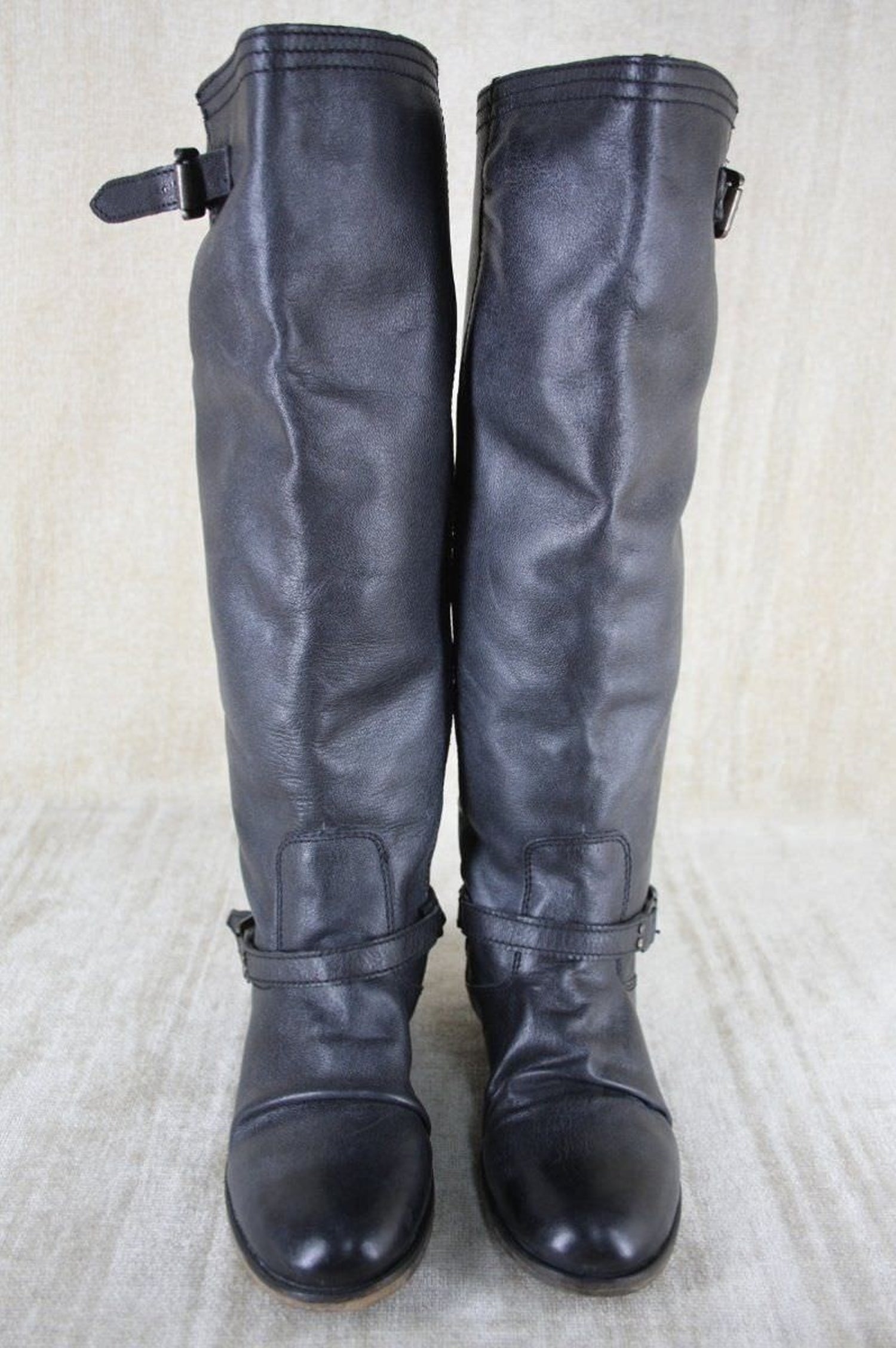 Steve Madden Rover Black Leather Over Knee Riding Boots Size 5.5 Low Heel $199