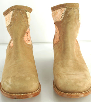 Freebird by Steven Cabcro Embroidered Canvas Leather Booties SZ 10 New $300