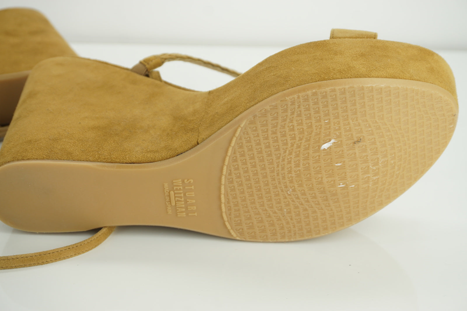 Stuart Weitzman Tasselmania Camel Suede Wedge Sandal Size 10 NIB $455