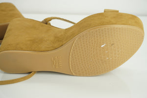 Stuart Weitzman Tasselmania Camel Suede Wedge Sandal Size 10 NIB $455