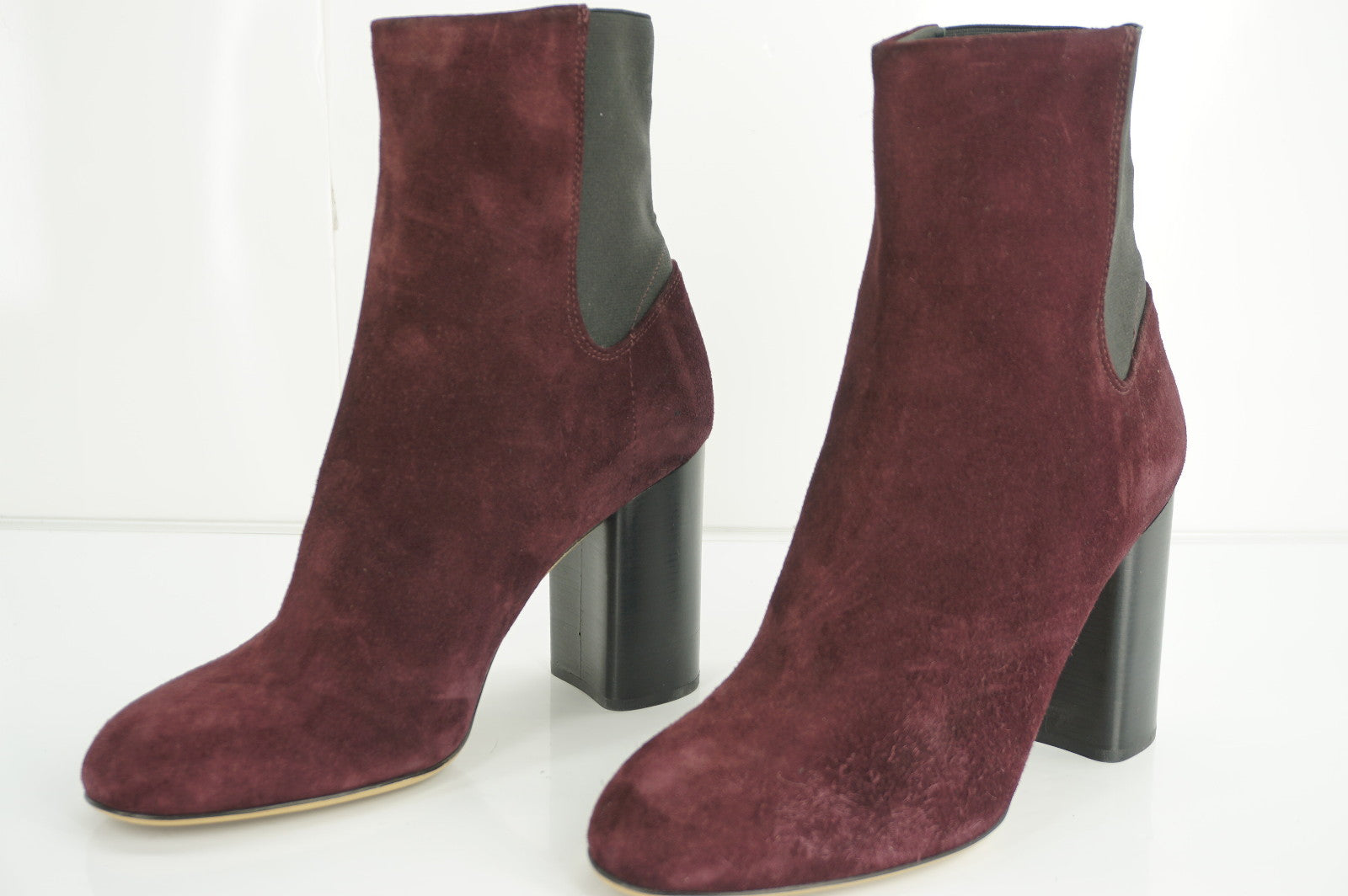 Rag & Bone Agnes Wine Suede Leather Heels Ankle Boots Sz 39 Stretch $575 Chelsea