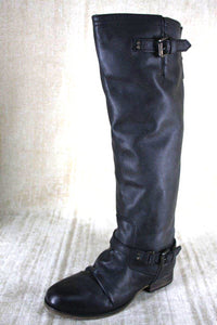Steve Madden Rover Black Leather Over Knee Riding Boots Size 5.5 Low Heel $199