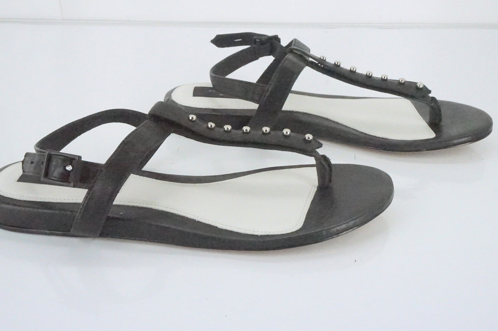 Rag & Bone Black Leather Eli Studded T Strap Sandals SZ 39 New $295 Ankle womens