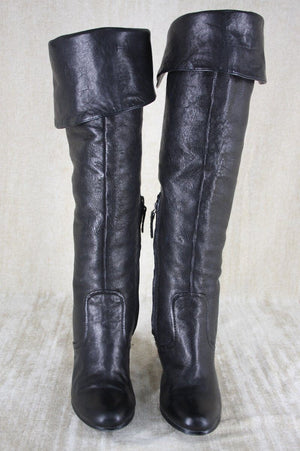 Sam Edelman Black Leather 'Sable' Over the Knee High Heel Boots size 5 New $249