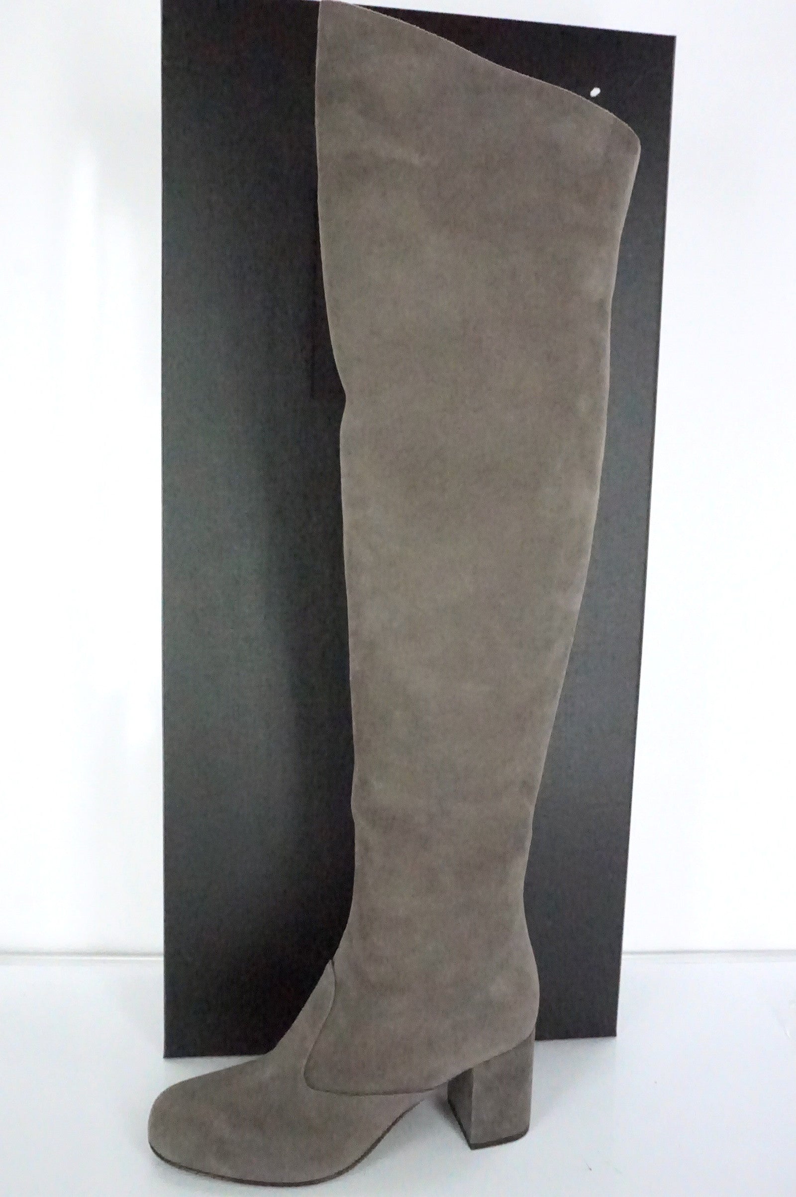 Saint Laurent Grey Suede Babies Over the Knee Boots Size 35 OTK NIB $1495