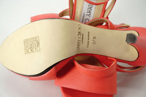 Jimmy Choo Dose Neon Pink Leather Ankle Strap Sandals Size 37.5 New heels $895