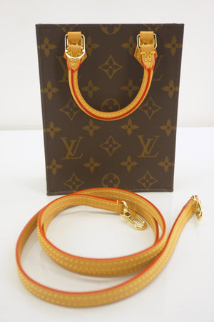 Louis Vuitton Mini Sac Plat Petit Monogram Brown Coated Canvas Crossbody Bag NWT