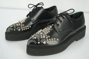 Alexander McQueen McQ Black Leather Studded Toe Women's Shoes Size 39 NIB $835