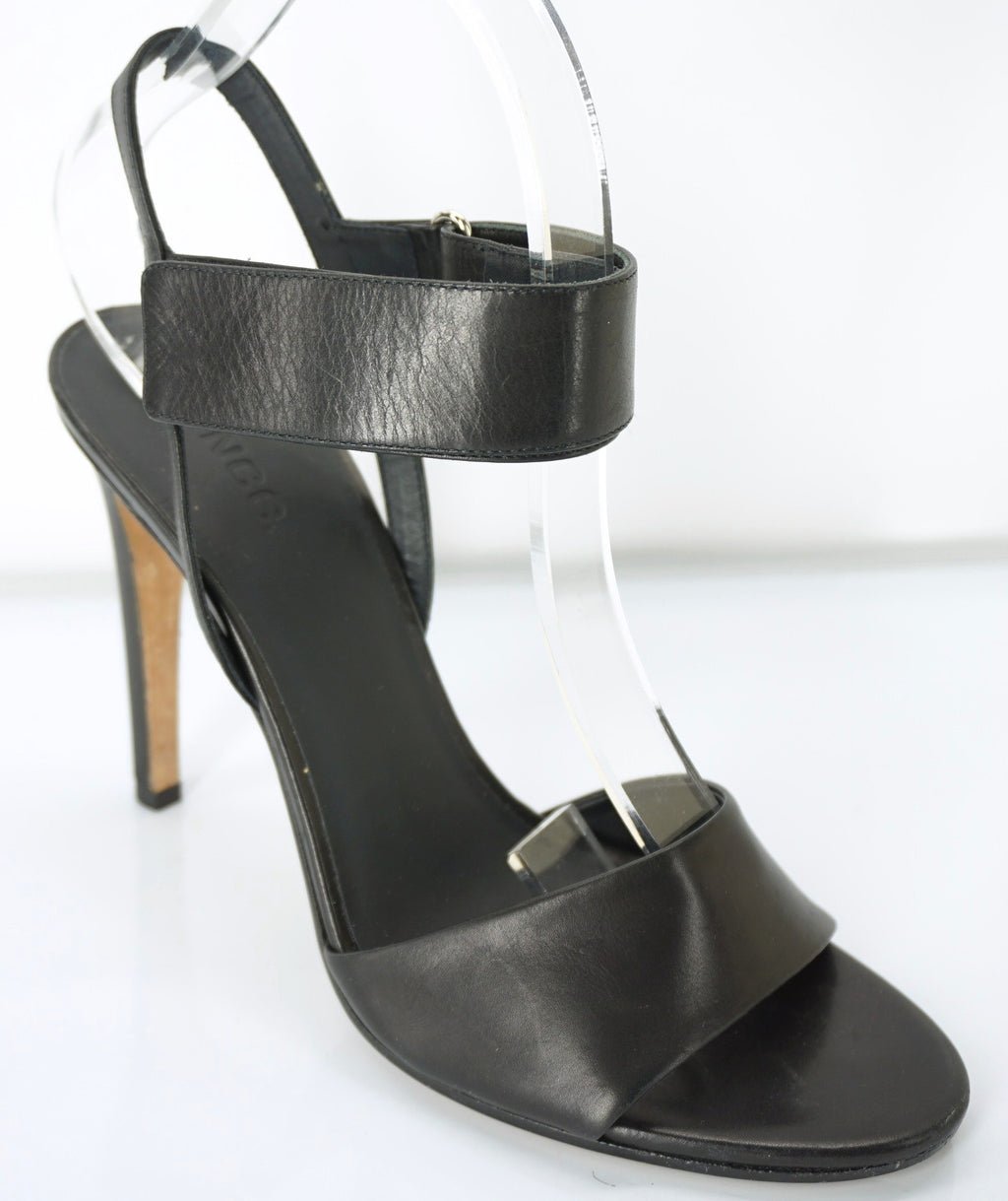 Vince Black Leather Genna Ankle Strap Heels Sandals Size 9 NIB Women's Peep Toe