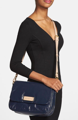 Marc Jacobs by Blue Patent Lea Shoulder Crossbody Flap Bag $528 Women's purse