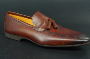Magnanni Kamato Tassel Loafers SZ 11.5 Tobaco brown Leather $350 Slip On NIB