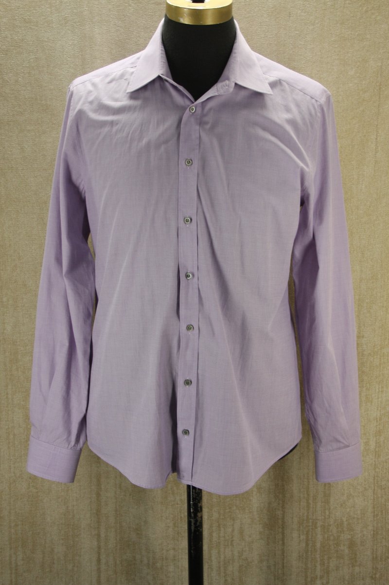 Gucci Men’s Fitted Purple Lilac Cotton Button Down Dress Shirt Size 17 43 $350