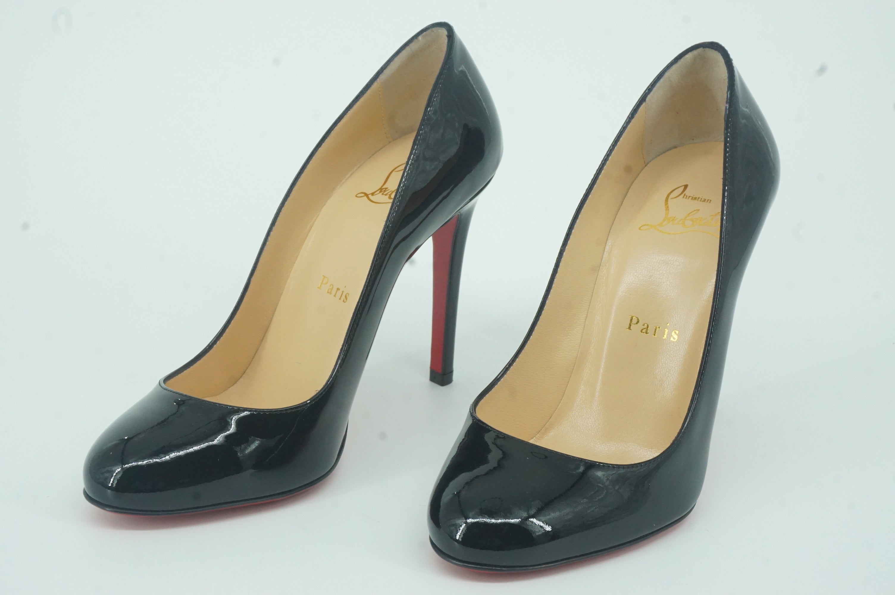 Christian Louboutin Fifille Black Patent Leather Pumps SZ 36.5 Round Toe $695