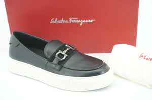 Salvatore Ferragamo Saturday Black leather gancini bit Sneaker SZ 7 D Shoes $595
