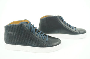 Magnanni Mack Blue Perforate Leather Lace Up D Sneaker SZ 9.5 NIB $335 High Top