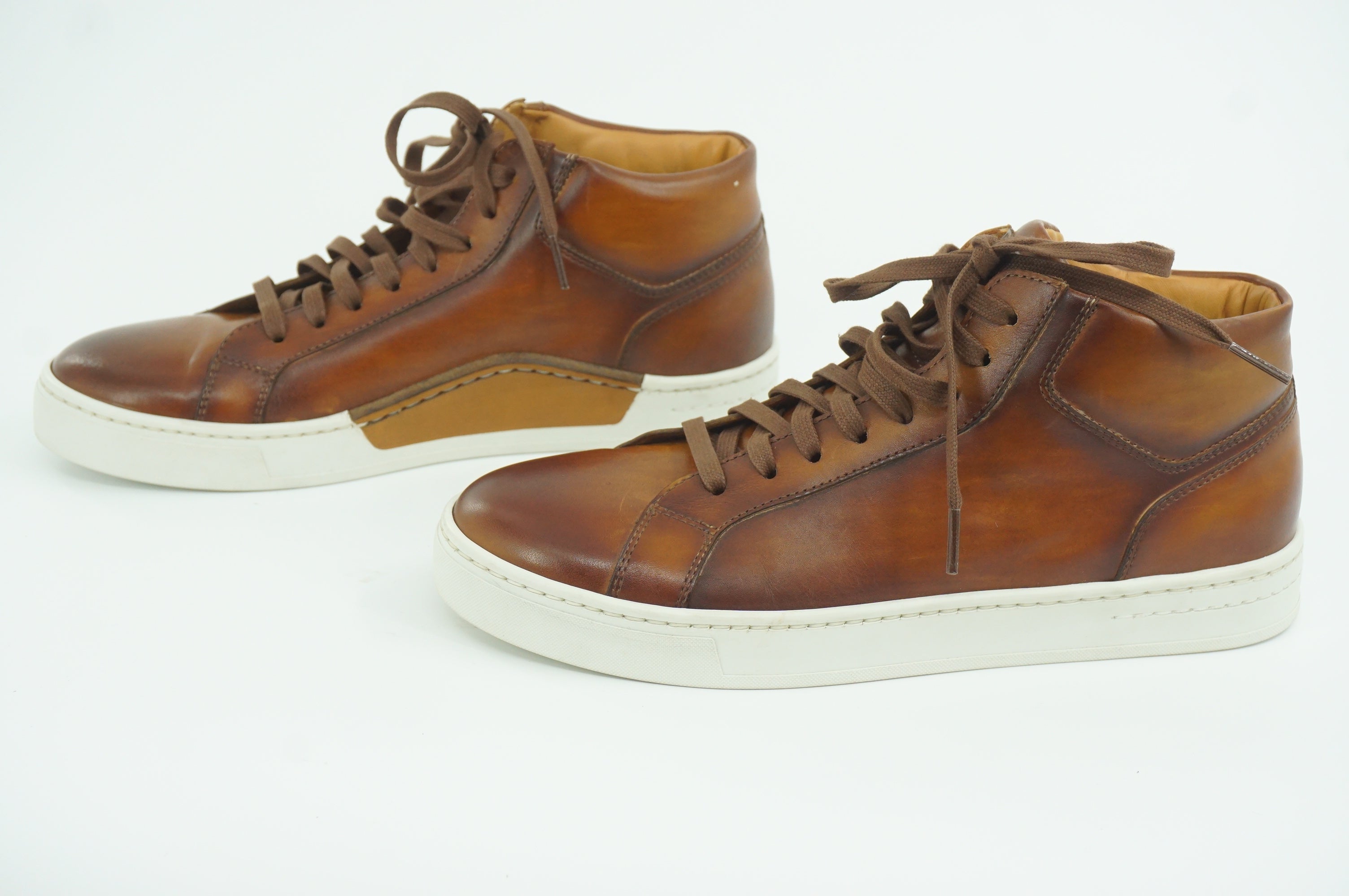 Magnanni Nalda Brown Leather Lace Up Sneaker SZ 7.5 NIB $435 High Top