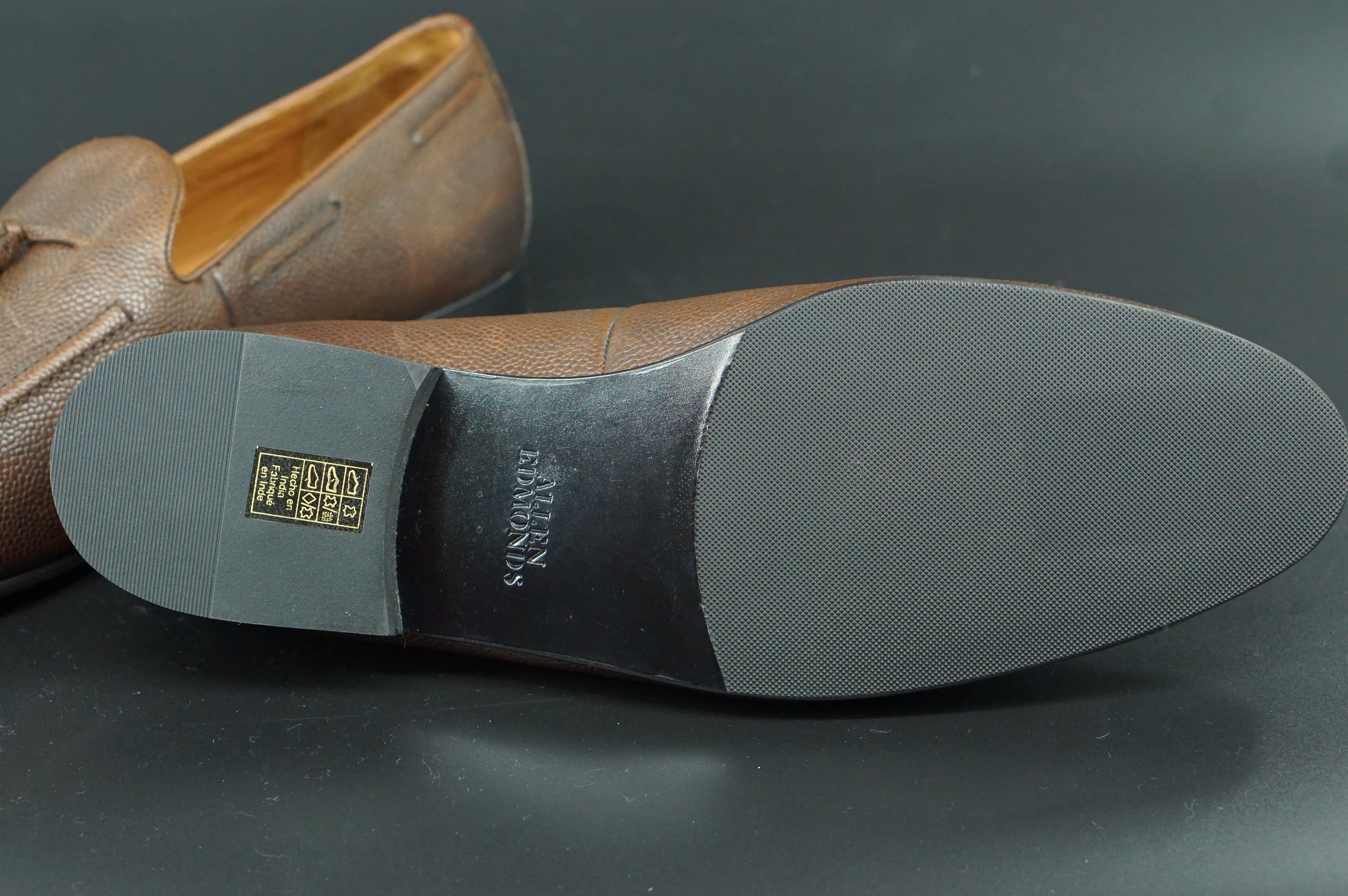 Allen Edmonds Presley Tassel Brown Loafer Dress Shoe Size 13 New $395 Pebbled