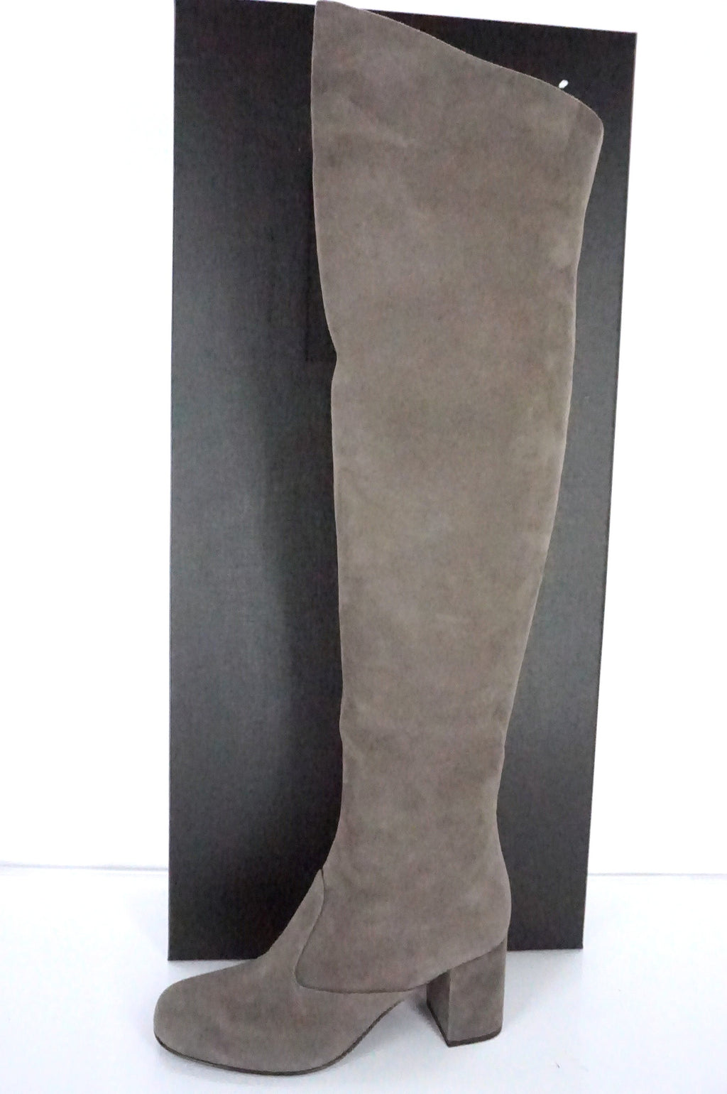 Saint Laurent Grey Suede Babies Over the Knee Boots Size 35 OTK NIB $1495