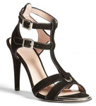 Stuart Weitzman Black Suede 'Accent' Caged T Strappy sandals Size 10 $395