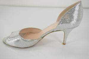 Kate Spade New York Silver Glitter Sage d'Orsay Open Toe Heel Pumps Size 7 $298