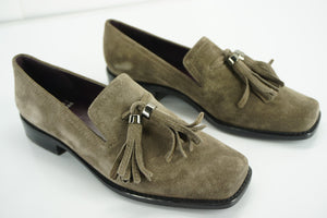 NIB Stuart Weitzman Tassylady Suede Loafer Seal Gray Tassle SZ 5 Womens New