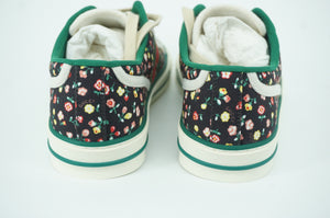 Gucci Sepang Holly Print Canvas Sneakers Tennis 1977 Size 37.5 Black Peach