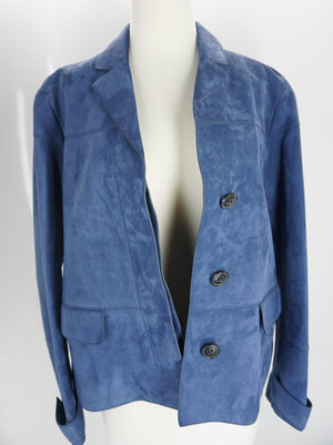 Burberry Dark Canvas Blue Suede Pepleigh Jacket Size 4 US - Small $1695 NWT Coat