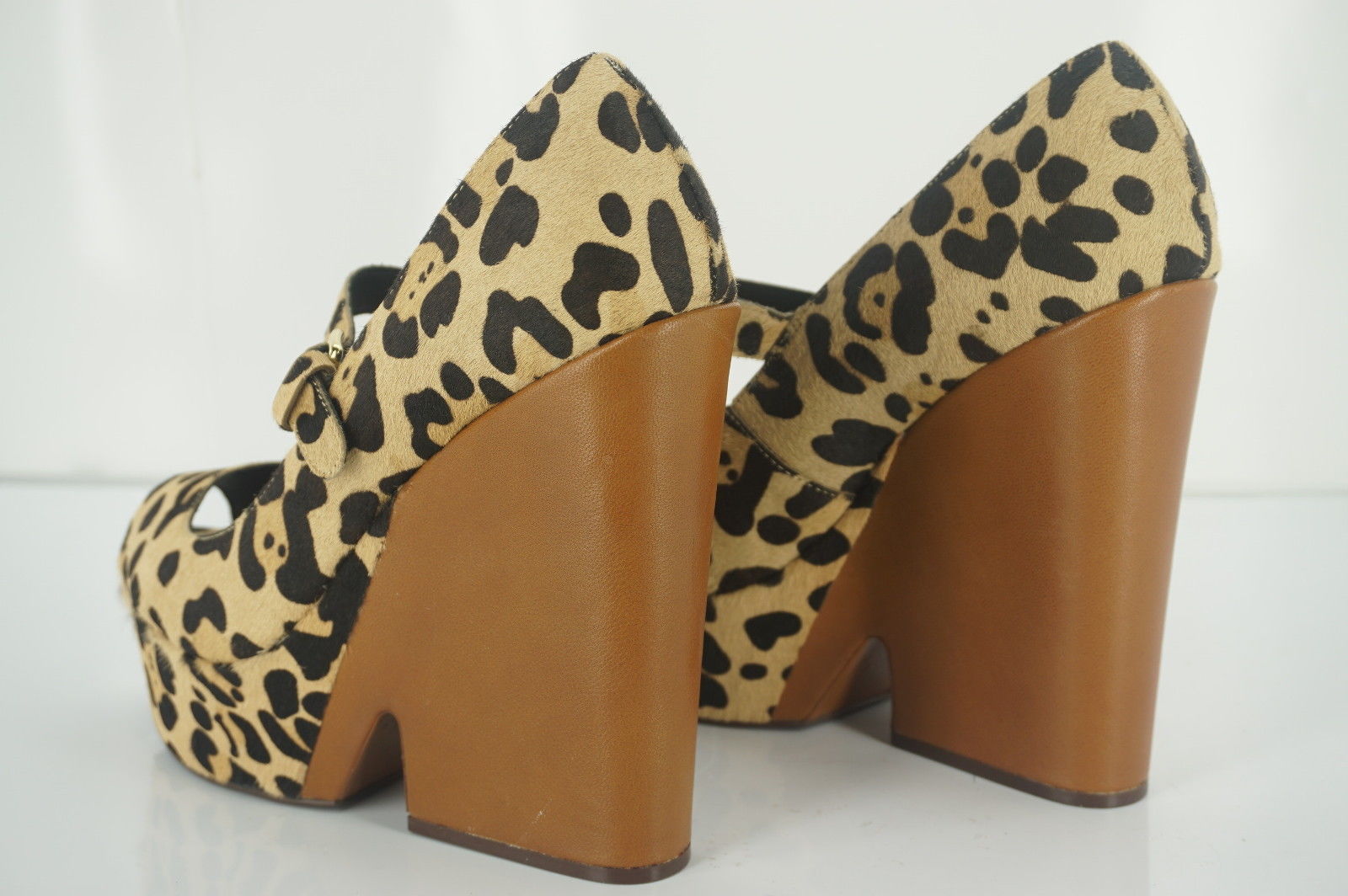 Steve Madden Leopard Hair Knockout Mary Jane Pump Size 8 New Wedge Open Toe$200