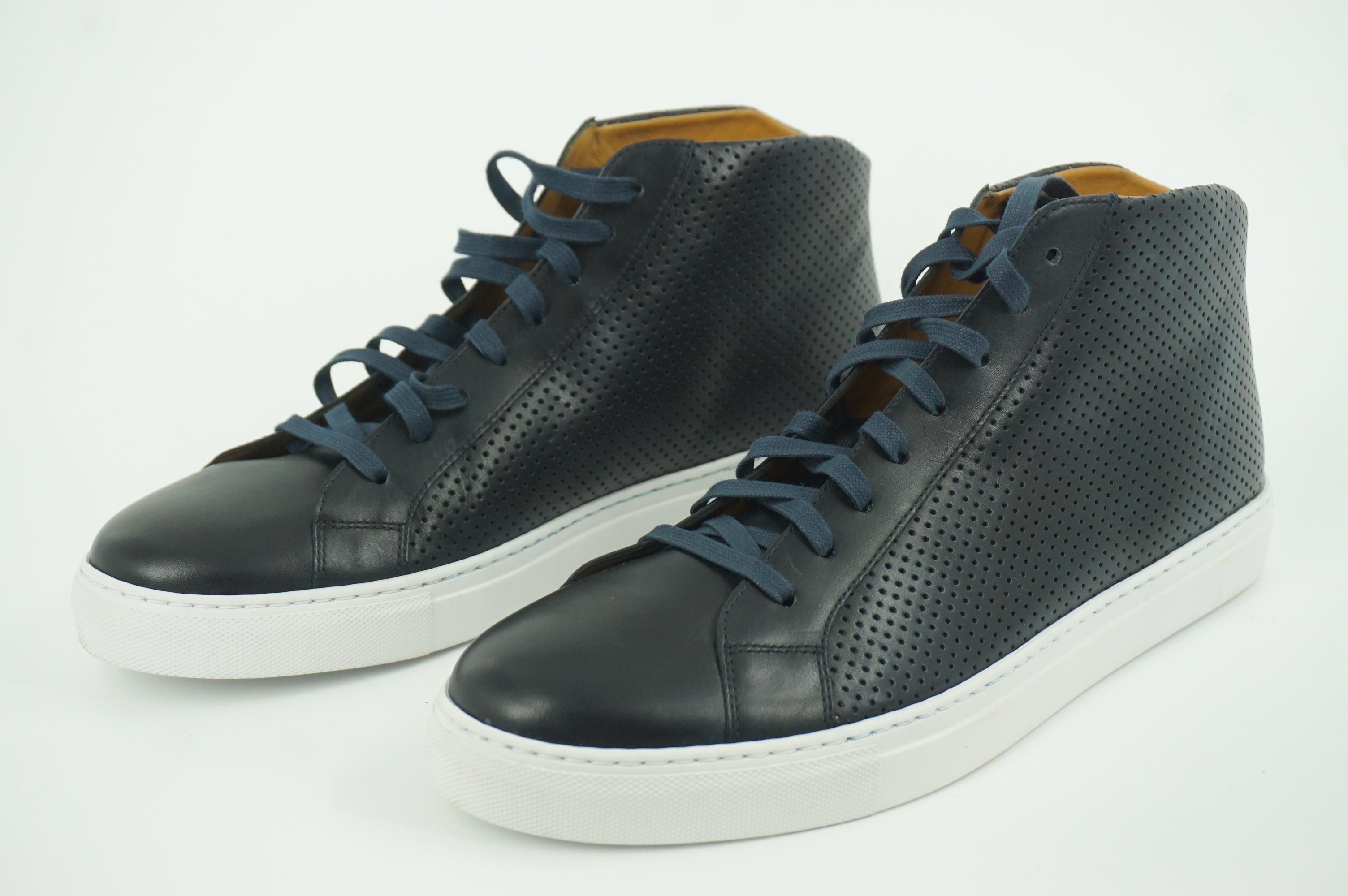 Magnanni Mack Blue Perforate Leather Lace Up D Sneaker SZ 12 NIB $335 High Top