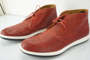 Giorgio Armani Red Perforated Leather High Top Sneakers Size 9.5 New $615 Chukka