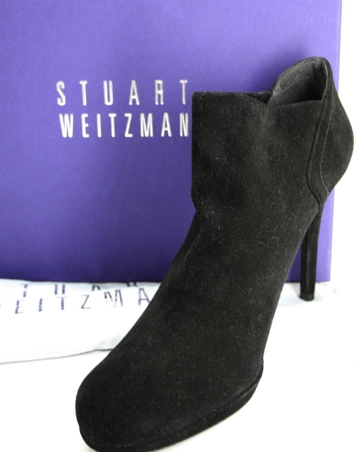 Stuart Weitzman Black Suede Bluster High Heel Ankle Boots Size 10 NEW $395