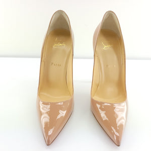 Christian Louboutin So Kate Nude Patent Pointy High Heel Pumps SZ 38.5 $745 120m