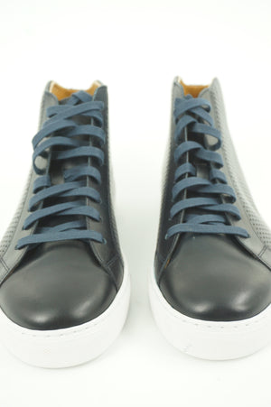 Magnanni Mack Blue Perforate Leather Lace Up D Sneaker SZ 9.5 NIB $335 High Top